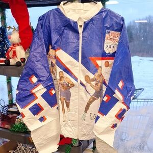 Vintage Tyvek Kelloggs 1992 USA Olympics Basketball Windbreaker Large